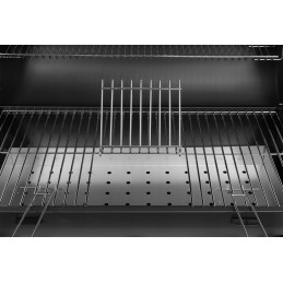 Grilis su anglimis su chromuotomis grotelėmis, kaitinimo grotelėmis ir temperatūrą palaikančiu dangčiu + grilio dangtelis iš pat