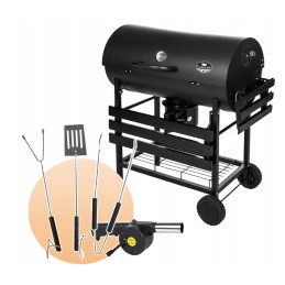 Sodo anglies grilis, kepsninės dangtis, dideli ratai, anglies lentyna sodui, xxl