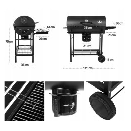 Sodo anglies grilis, kepsninės dangtis, dideli ratai, anglies lentyna sodui, xxl