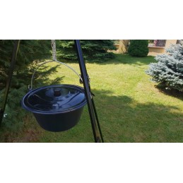 Trikojis grilis 185 cm su nerūdijančio plieno grotelėmis 60 cm + vengriškas virdulys 14 litrų "vengriškas"