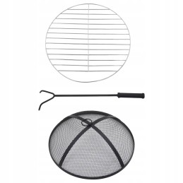 Mozaikinis židinys su mėlynos ir baltos spalvos stalu