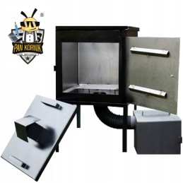 Plieninė sodo rūkykla 50 cm su durelėmis ir kaminu