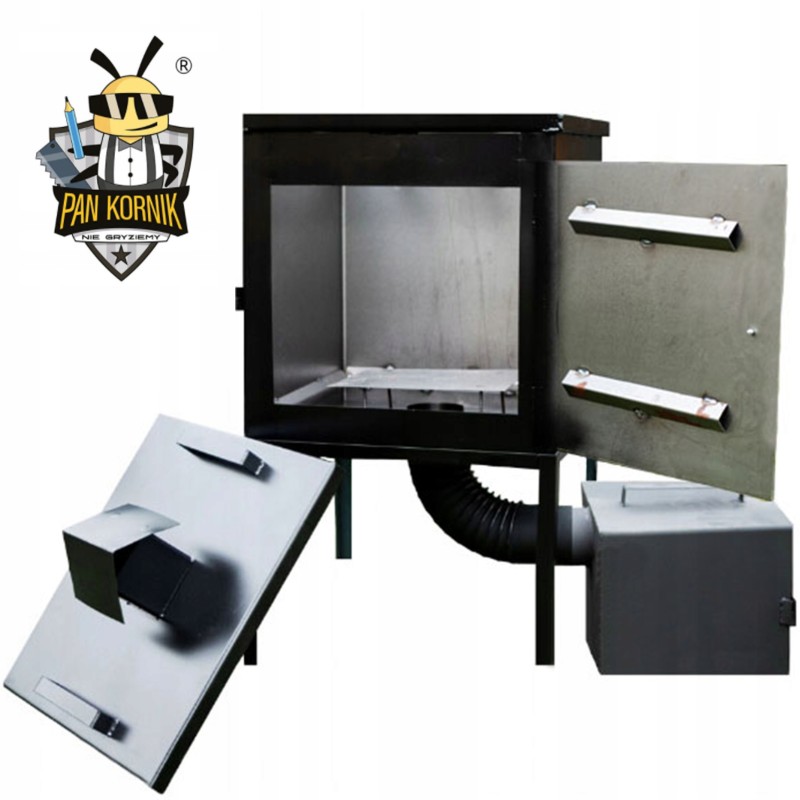 Plieninė sodo rūkykla 50 cm su durelėmis ir kaminu