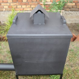 Plieninė sodo rūkykla 50 cm su durelėmis ir kaminu