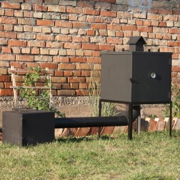 Plieninė sodo rūkykla 50 cm su durelėmis ir kaminu