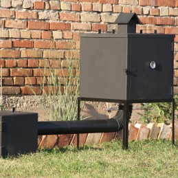 Plieninė sodo rūkykla 50 cm su durelėmis ir kaminu