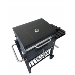 Grilis su anglimis, sodo termometras, dengia dvi dideles groteles, nemokamas pūstuvas