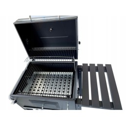 Grilis su anglimis, sodo termometras, dengia dvi dideles groteles, nemokamas pūstuvas