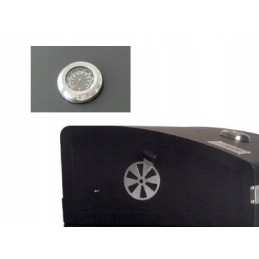 Grilis su anglimis, sodo termometras, dengia dvi dideles groteles, nemokamas pūstuvas