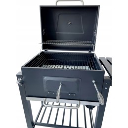 Grilis su anglimis, sodo termometras, dengia dvi dideles groteles, nemokamas pūstuvas