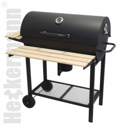 Sodo kepsninė su anglimis, 2x chromuotos grotelės, lentynos, peleninė, termometrų rinkinys