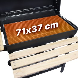 Sodo kepsninė su anglimis, 2x chromuotos grotelės, lentynos, peleninė, termometrų rinkinys