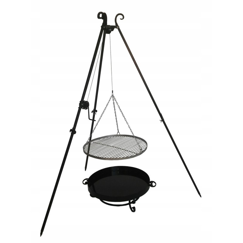 Sodo trikojis grilis su nerūdijančio plieno grotelėmis, komplektas