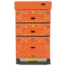 Dadant OPTIMA avilys, dažytas (oranžinis), bičių raštas, nesusuktas