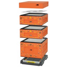 Dadant OPTIMA avilys, dažytas (oranžinis), bičių raštas, nesusuktas