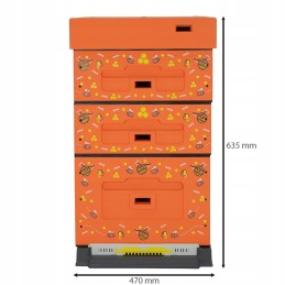 Dadant OPTIMA avilys, dažytas (oranžinis), bičių raštas, nesusuktas