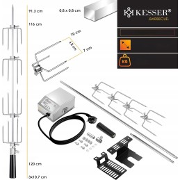 Plieninių grilio iešmelių rinkinys, 107 cm kesserio mėsos iešmas