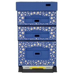 Bičių avilys dadant optima, tamsiai mėlynas, ramunėlių raštas, nesusuktas