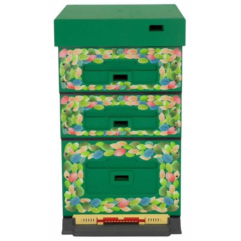 Bičių avilys dadant optima, tamsiai žalias, atspaudas - lapai, nesusukti