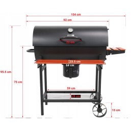 Anglies kepsninė su dangteliu, didelės grotelės, 71 cm, pelenų padėklas, nemokami priedai