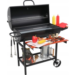 Anglies kepsninė su dangteliu, didelės grotelės, 71 cm, pelenų padėklas, nemokami priedai