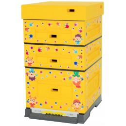 Bičių avilys dadant optima, geltonas, vaikiškas raštas, nesusuktas