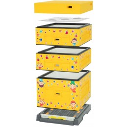 Bičių avilys dadant optima, geltonas, vaikiškas raštas, nesusuktas