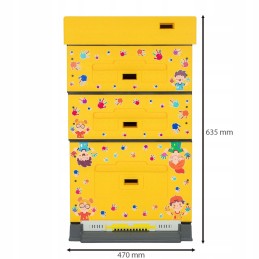 Bičių avilys dadant optima, geltonas, vaikiškas raštas, nesusuktas