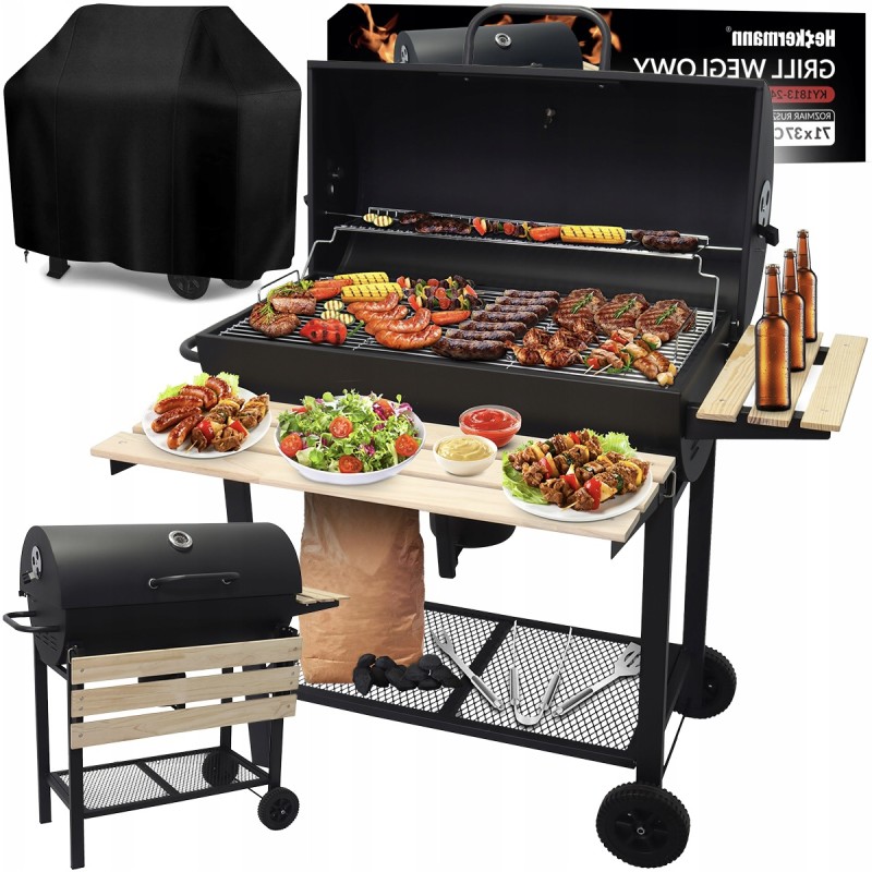 Sodo kepsninė su anglimis, 2 chromuotos grotelės, 2 lentynos, peleninė, plieninis termometras