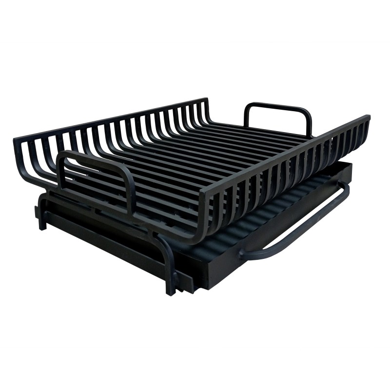 Stovimos grotelės su pelenų keptuvėje