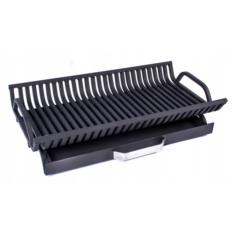 Stovimos grotelės su pelenų keptuvėje