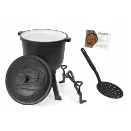 Laisvai statomas ketaus katilas, 8 litrų talpos medžioklės puodas, emaliuotas