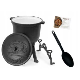 Laisvai statomas ketaus katilas, 8 litrų talpos medžioklės puodas, emaliuotas