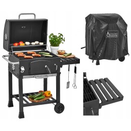 Grilis su anglimis 57,5x42cm kampinės ketaus grotelės + Activa dangtis