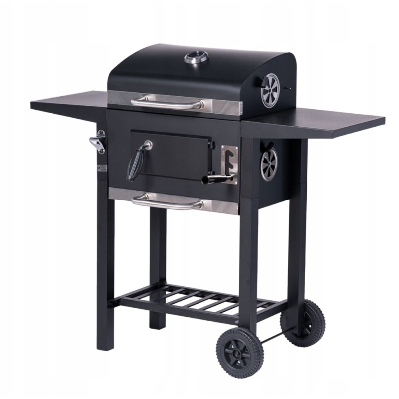 Sodo anglies kepsninė su lentynomis ir pelenų keptuve