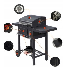 Sodo anglies kepsninė su lentynomis ir pelenų keptuve