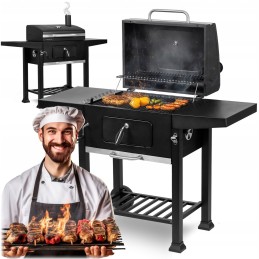 Anglies grilis su dangteliu, ketaus grotelėmis, termometru, kaminu