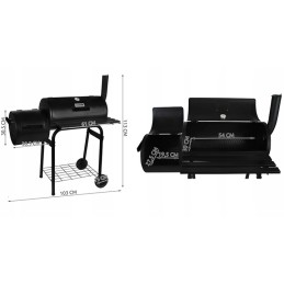 Dviejų funkcijų sodo grilis su rūkykla + ratukais