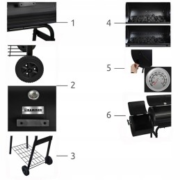 Dviejų funkcijų sodo grilis su rūkykla + ratukais