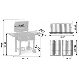 Grilis su anglimis su dviem bbqchef™ lentynomis