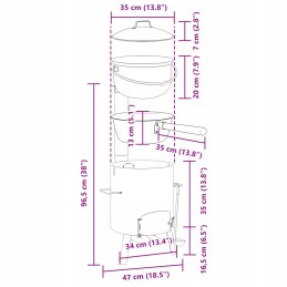 Katilas su pakura, kaminu ir dangteliu, plieninis, juodas emalis