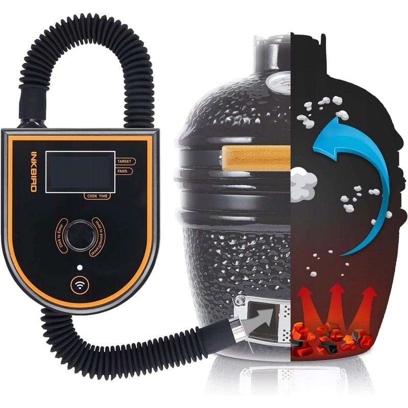 Kepimo temperatūros reguliatorius inkbird isc-007bw grilio ventiliatorius pro