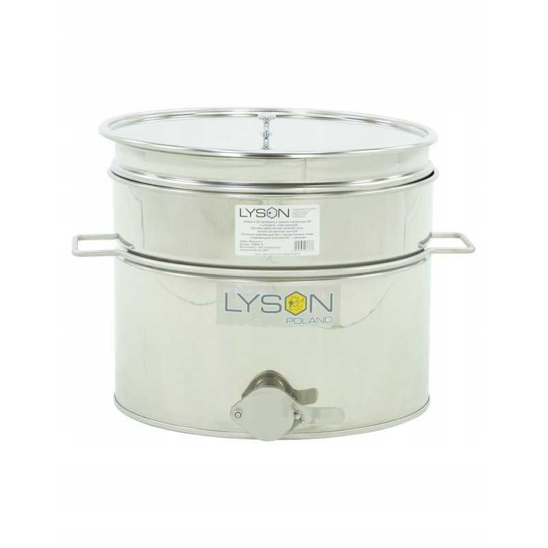 Medaus skaidrintuvas, 30l. nerūdijančio plieno, su rankenomis ir sieteliu - plikas