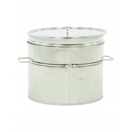 Medaus skaidrintuvas, 30l. nerūdijančio plieno, su rankenomis ir sieteliu - plikas