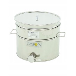 Medaus skaidrintuvas, 30l. nerūdijančio plieno, su rankenomis ir sieteliu - plikas