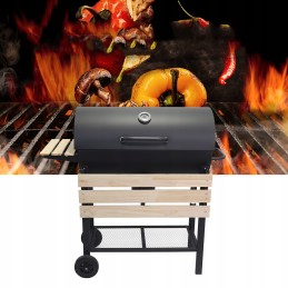 Sodo kepsninė su anglimis, 2 chromuotos grotelės, 2 lentynos, peleninė, plieninis termometras