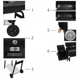 Dviejų funkcijų sodo grilis su rūkykla + G5165 ratais