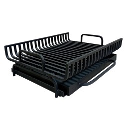 Stovimos grotelės su pelenų keptuvėje