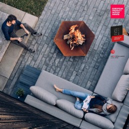 Trivietis 65 židinys - dizainerių sukurtas židinys ir grilis - terasai ir sodui - rūdžių korteno plienas