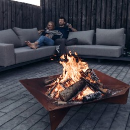 Trivietis 65 židinys - dizainerių sukurtas židinys ir grilis - terasai ir sodui - rūdžių korteno plienas